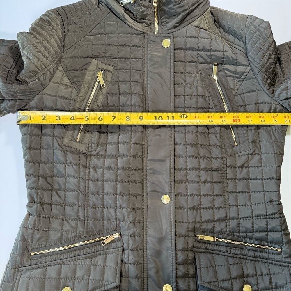 NWT Michael Kors Women’s Quilted Anorak Coat Dark Green Moss Gold Hardware M - Picture 12 of 14